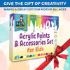 Acrylic Paint kit for Kids – 19 Piece Kids Acrylic Paint Set 12 nontoxic Acrylic Paint pots, 3 pre-Designed canvases, 4 paintbrushes Ultimate Kids Art Paint kit Craft Supplies Set