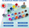 Acrylic Paint kit for Kids – 19 Piece Kids Acrylic Paint Set 12 nontoxic Acrylic Paint pots, 3 pre-Designed canvases, 4 paintbrushes Ultimate Kids Art Paint kit Craft Supplies Set