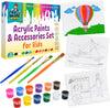 Acrylic Paint kit for Kids – 19 Piece Kids Acrylic Paint Set 12 nontoxic Acrylic Paint pots, 3 pre-Designed canvases, 4 paintbrushes Ultimate Kids Art Paint kit Craft Supplies Set