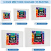 Stretched Canvases for Painting - 10 Pack Blank Paint Canvas - 4x4, 5x7, 8x10, 9x12, 11x14 Inches 100% Cotton Primed Painting Supplies for Acrylic, Oil, Wet or Dry Art Media
