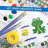Kids Painting Set – Acrylic Paint Set for Kids - Art Supplies Kit with Non Toxic Paints, Canvases, Wooden Easel, Brushes, Palette, Water Cup & Smock for Boys & Girls - Blue