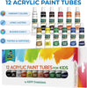 Kids Painting Set – Acrylic Paint Set for Kids - Art Supplies Kit with Non Toxic Paints, Canvases, Wooden Easel, Brushes, Palette, Water Cup & Smock for Boys & Girls - Blue