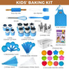 KEFF Kids Cooking and Baking Set for Girls and Boys - Baking Kit with Apron, Piping Tips, Cookie Cutters & More Real Kitchen Tools & Utensils for Little Pastry Chefs - Blue