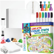 Make Your Own Board Game Set - DIY Blank Board Game Kit with Game Pieces, Blank Cards, Dice, Spinner, Pawns & More - Create Your Own Fun Family Board Games for Kids & Adults